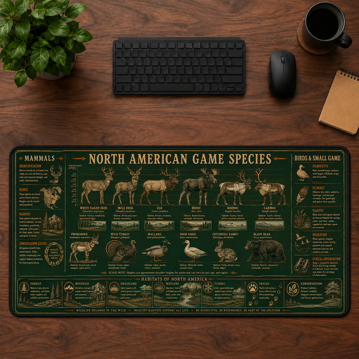 North American Game Species Desk Mat Mouse Pad | 5To9Vibe
