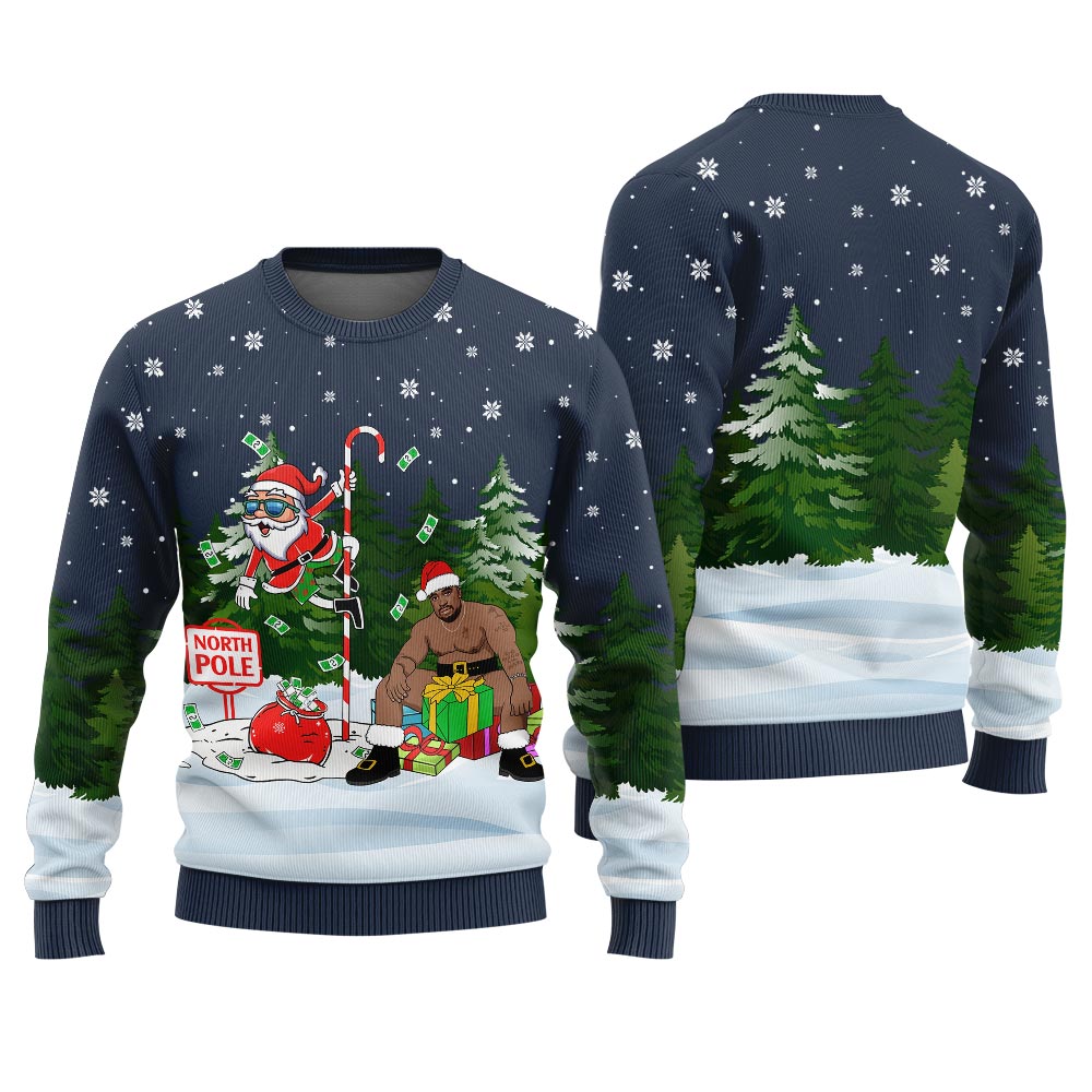 North Pole Santa With Barry Wood Ugly Christmas Sweater