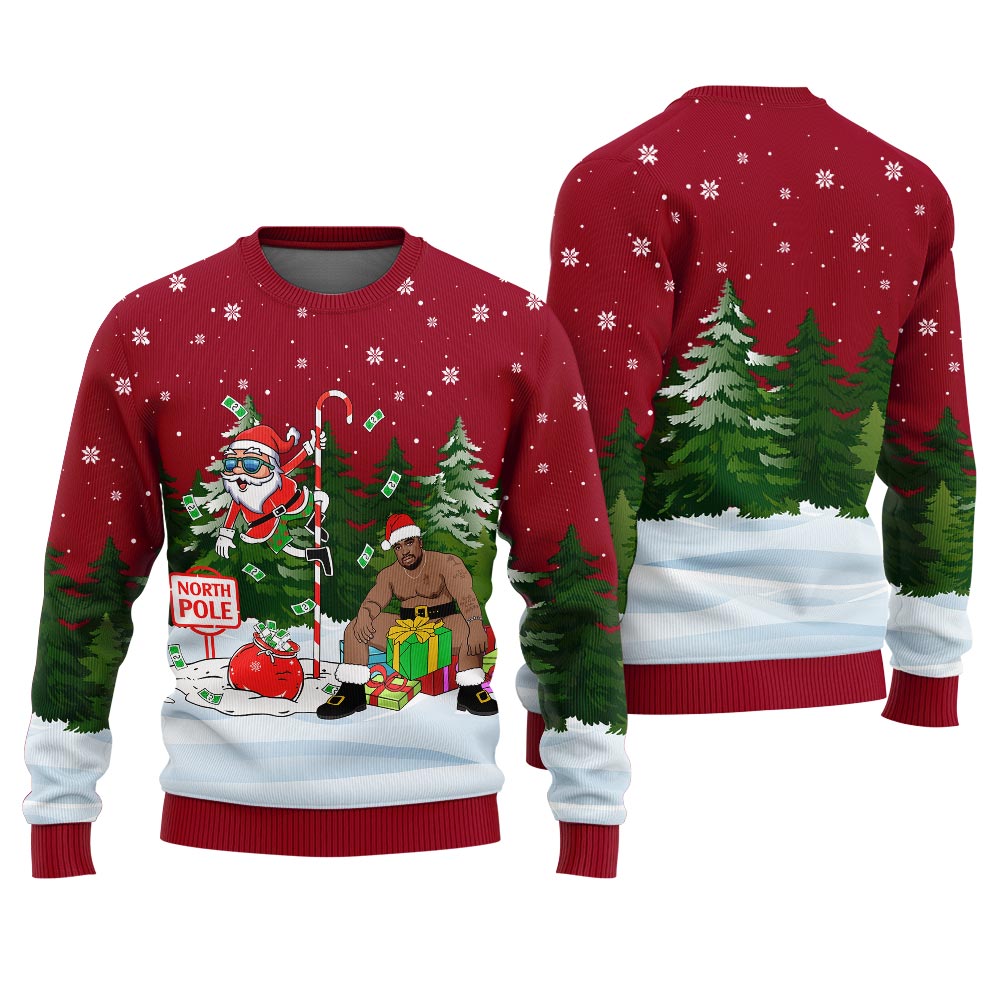 North Pole Santa With Barry Wood Ugly Christmas Sweater