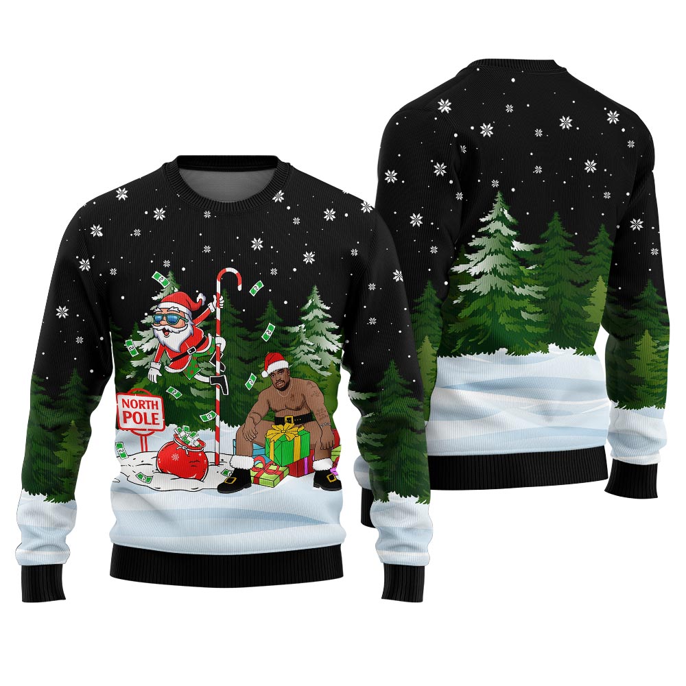 North Pole Santa With Barry Wood Ugly Christmas Sweater