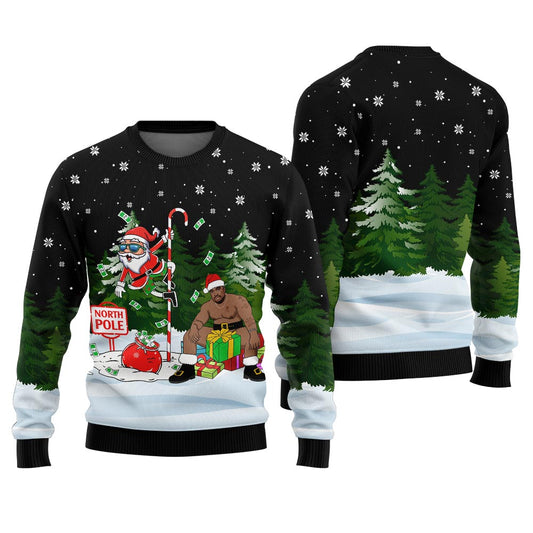 North Pole Santa With Barry Wood Ugly Christmas Sweater