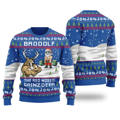 North Swole Reindeer Santa Ugly Christmas Sweater For Men