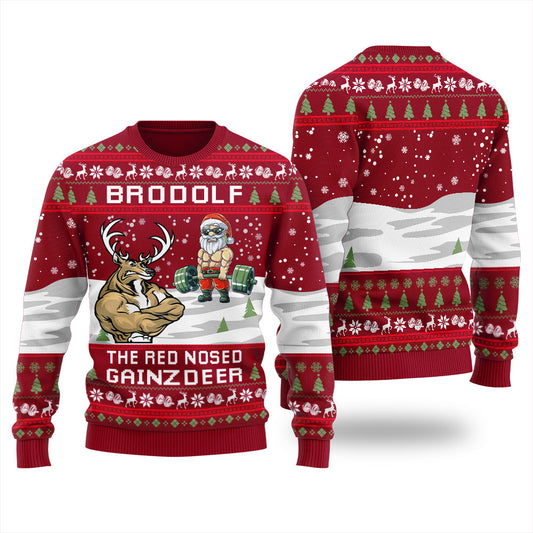 North Swole Reindeer Santa Ugly Christmas Sweater For Men