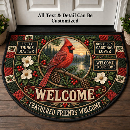 Northern Cardinal Lover Personalized Half Round Mat | 5To9Vibe