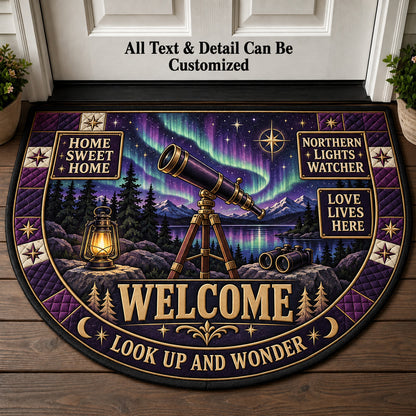 Northern Lights Watcher Personalized Half Round Mat | 5To9Vibe