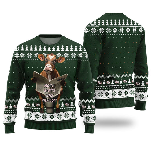 Not In The Mood Cow Christmas Sweater Green