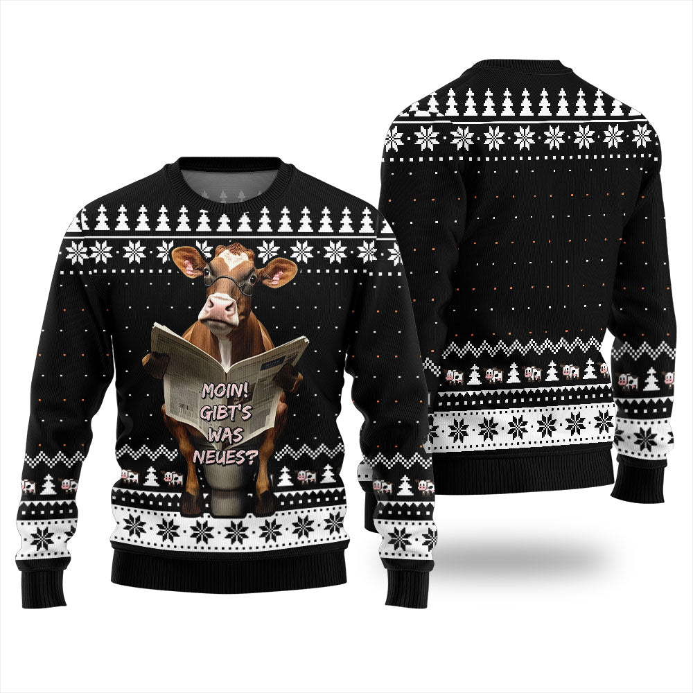 Not In The Mood Cow Ugly Sweater Black