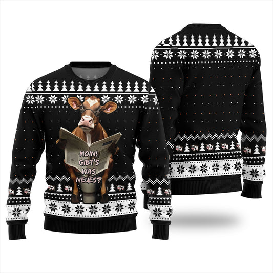 Not In The Mood Cow Ugly Sweater Black