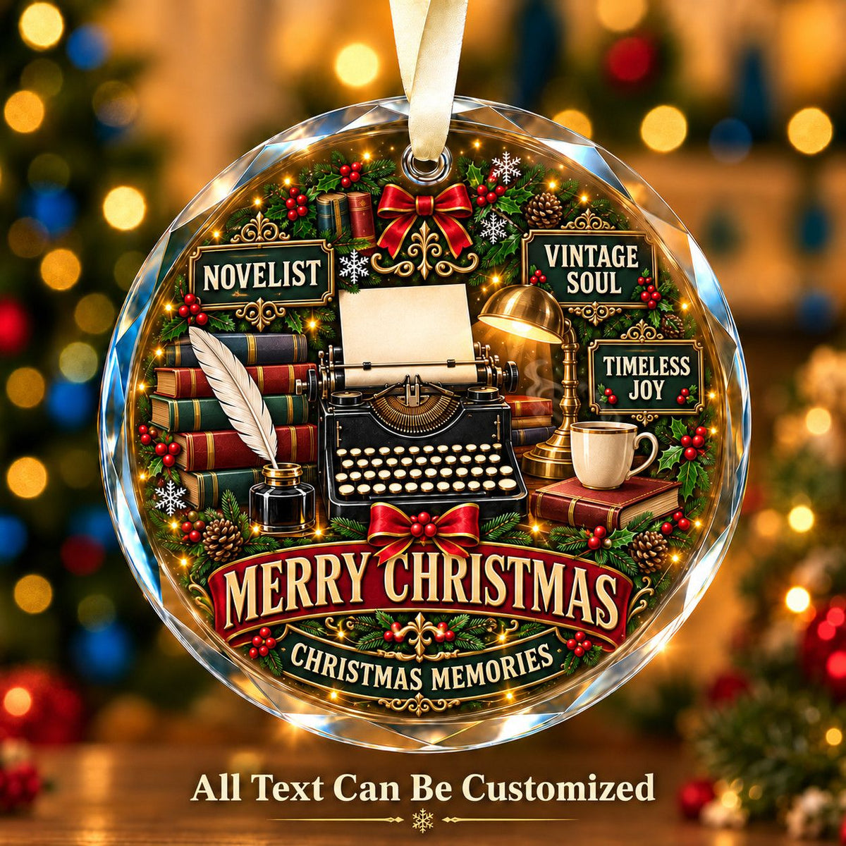 Novelist Personalized Glass Ornament | 5To9Vibe