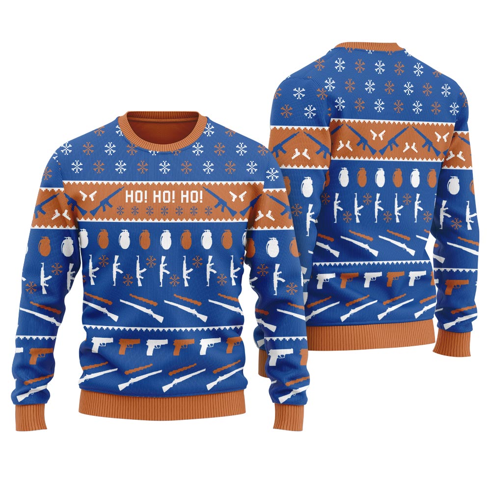 Christmas Gun HO HO HO Men's Ugly Sweater