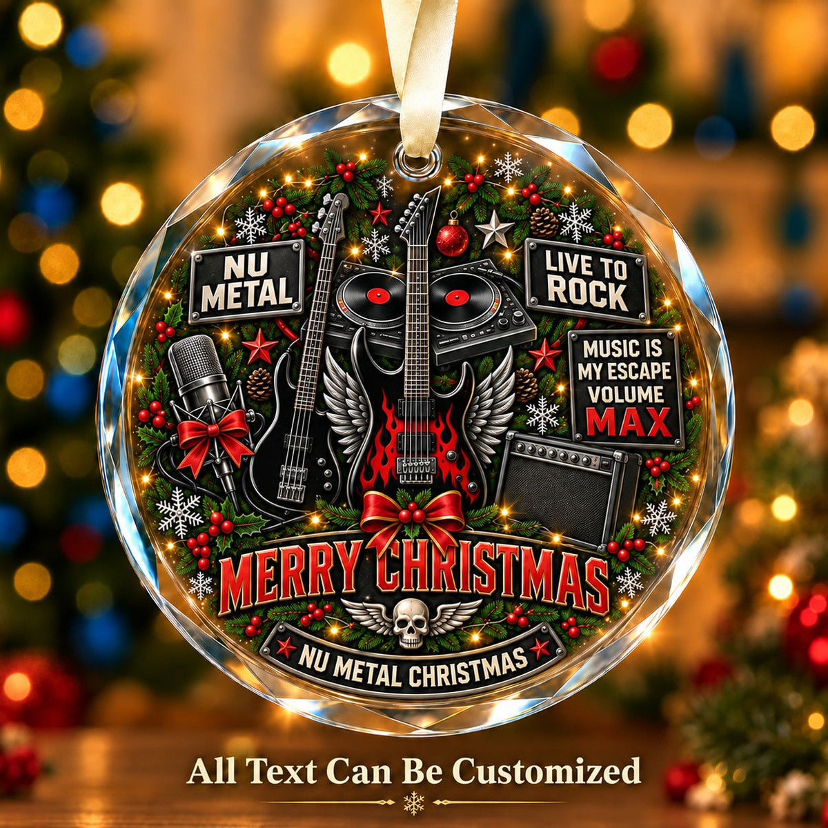 Nu Metal Personalized Glass Ornament | 5To9Vibe