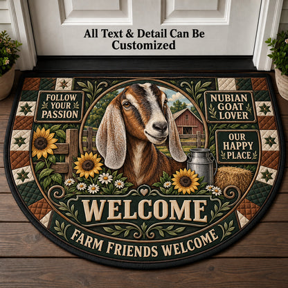 Nubian Goat Lover Personalized Half Round Mat | 5To9Vibe