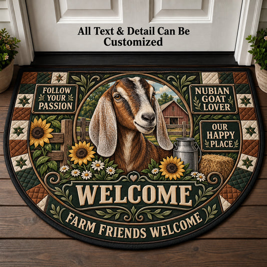 Nubian Goat Lover Personalized Half Round Mat | 5To9Vibe