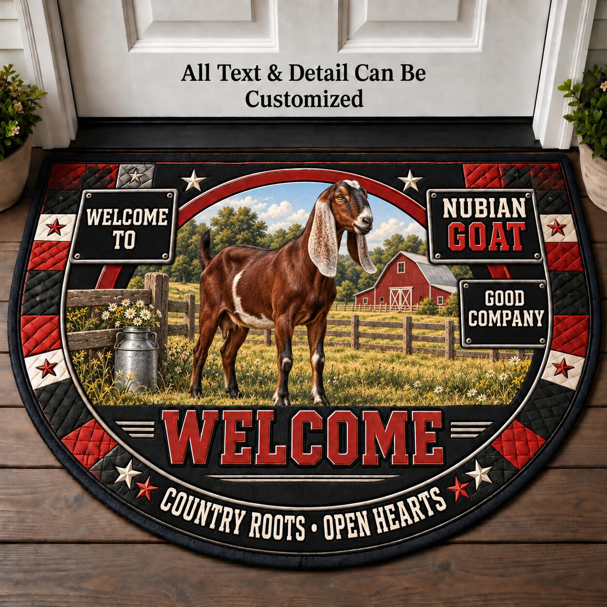 Nubian Goat Personalized Half Round Mat | 5To9Vibe