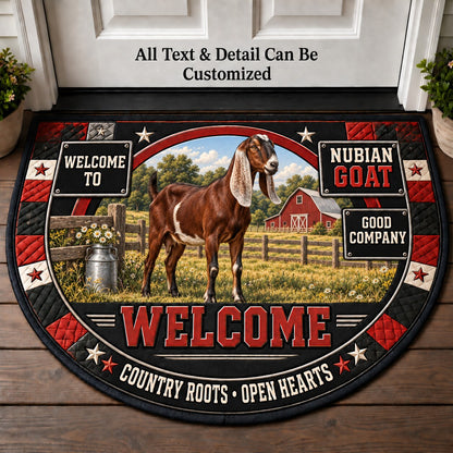 Nubian Goat Personalized Half Round Mat | 5To9Vibe