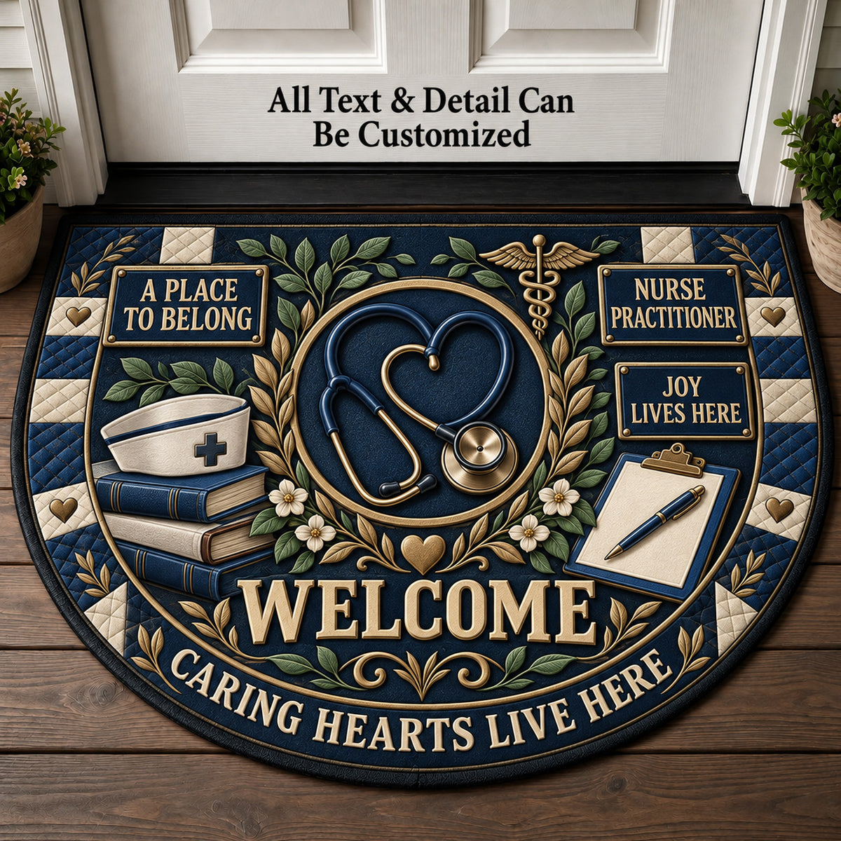 Nurse Practitioner Personalized Half Round Mat | 5To9Vibe