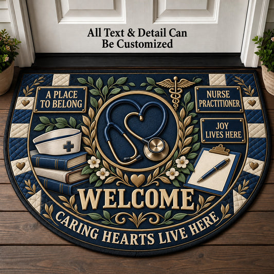 Nurse Practitioner Personalized Half Round Mat | 5To9Vibe