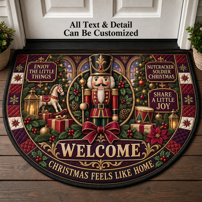 Nutcracker Soldier Christmas Personalized Half Round Mat | 5To9Vibe