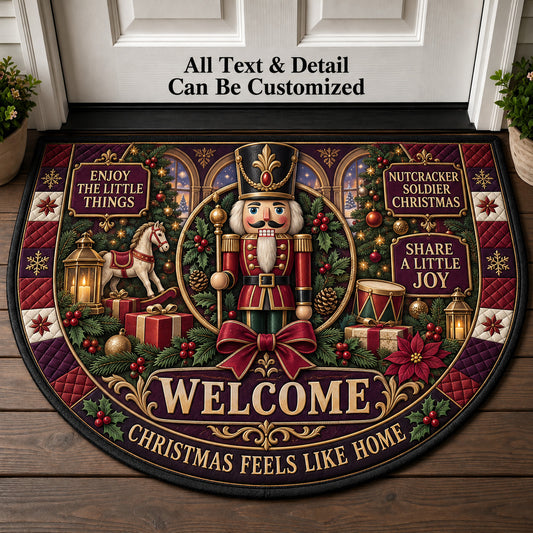 Nutcracker Soldier Christmas Personalized Half Round Mat | 5To9Vibe
