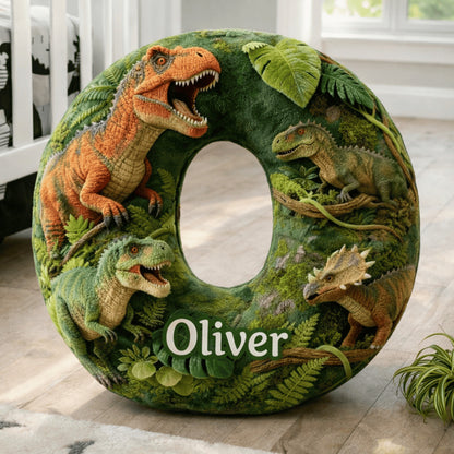 Dino and Princess Pillow Custom Name Gift  For Girls, Boys Irregular-Shaped Pillow Custom