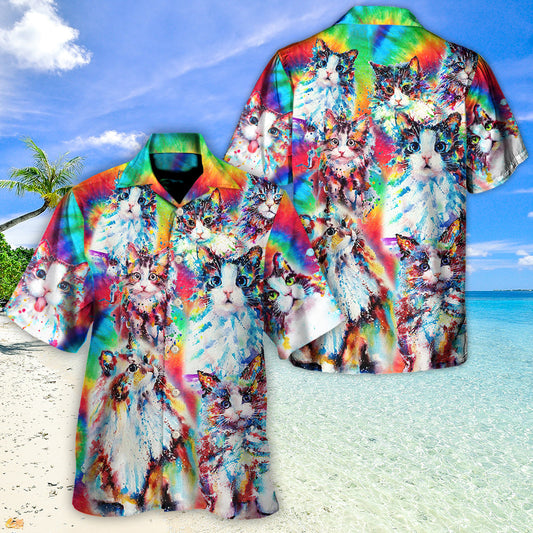 Cat Baby Angel Color - Unisex Hawaiian Shirt For Men and Women