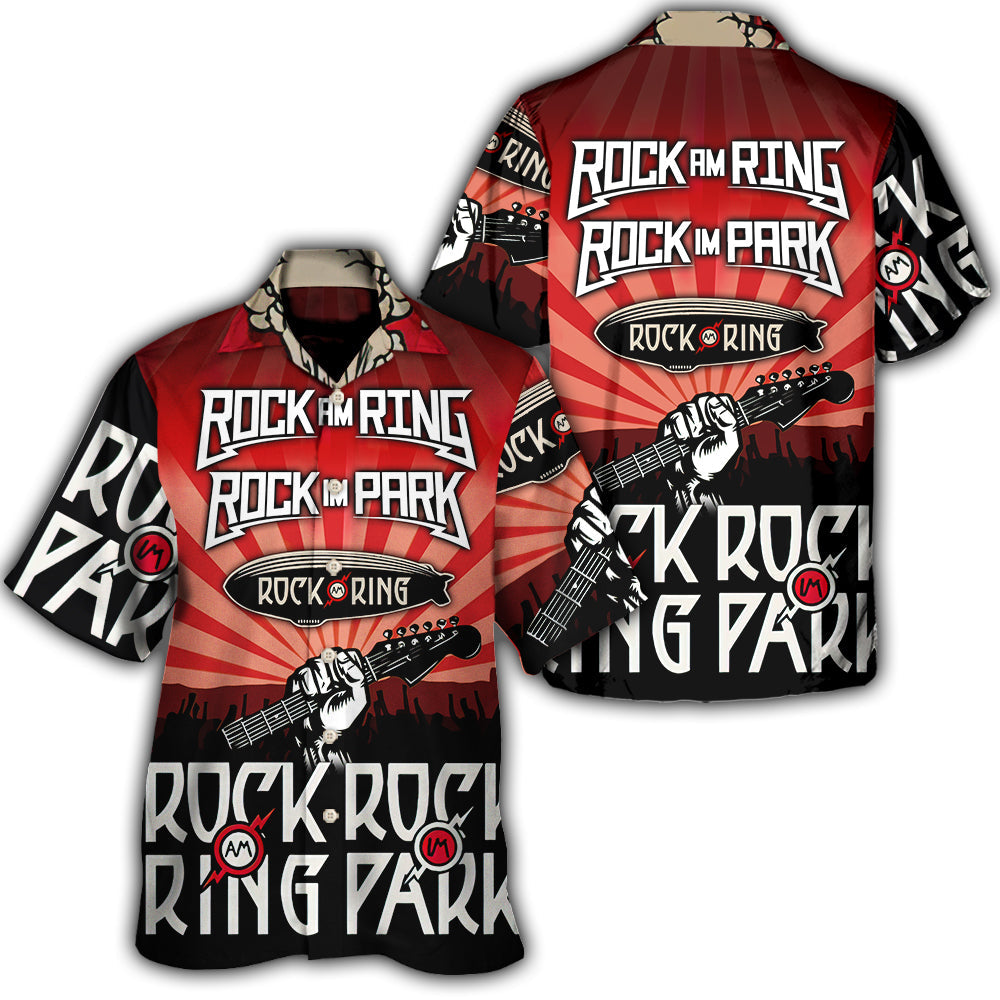 Rock Am Ring Y Rock Im Park Red Vibe Music Lover Amazing Style - Camisa Hawaiana Unisex para Hombres y Mujeres
