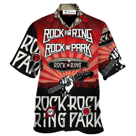 Rock Am Ring Y Rock Im Park Red Vibe Music Lover Amazing Style - Camisa Hawaiana Unisex para Hombres y Mujeres