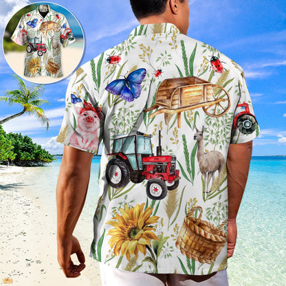 Farm Agriculture Sunflower Butterfly - Unisex Hawaiian Shirt For Men and Women