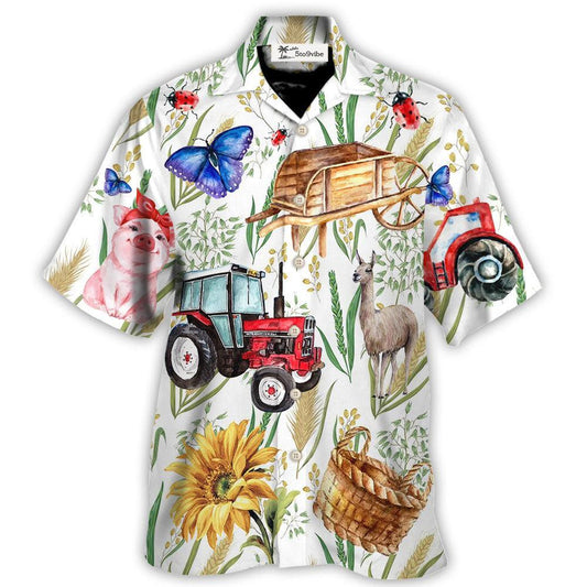 Farm Agriculture Sunflower Butterfly - Unisex Hawaiian Shirt For Men and Women
