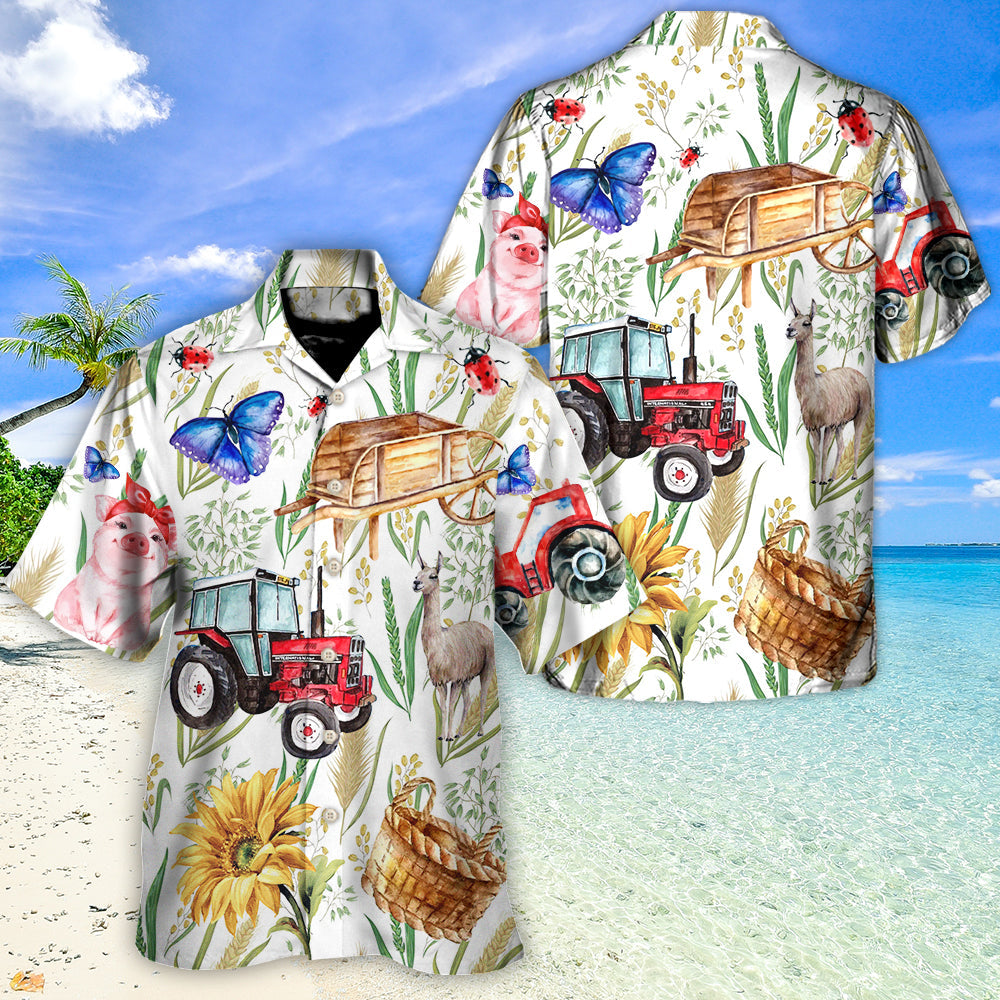 Farm Agriculture Sunflower Butterfly - Unisex Hawaiian Shirt For Men and Women