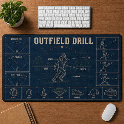 Outfield Drill Blueprint Desk Mat | 5To9Vibe