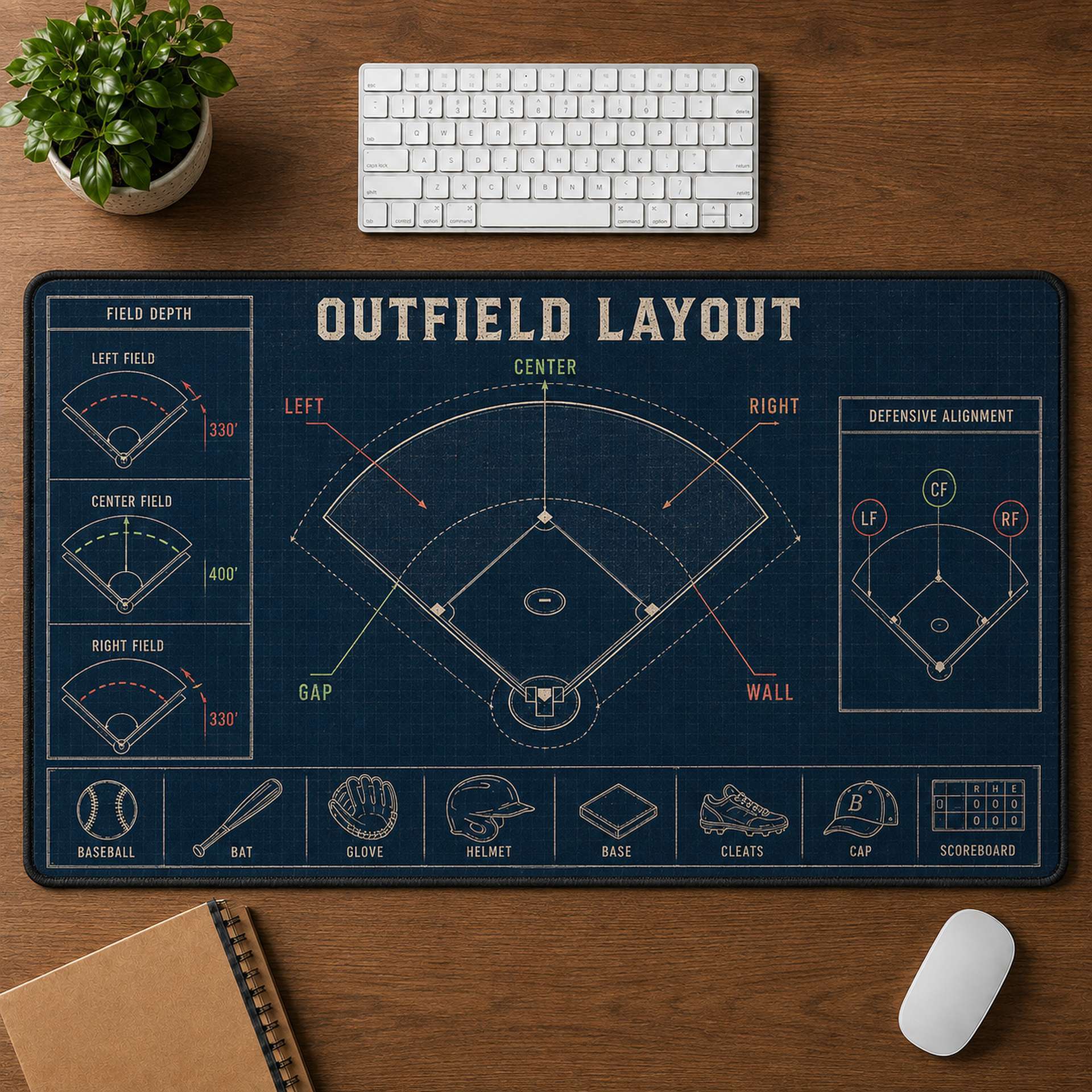 Outfield Layout Blueprint Desk Mat | 5To9Vibe