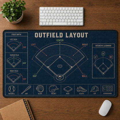 Outfield Layout Blueprint Desk Mat | 5To9Vibe