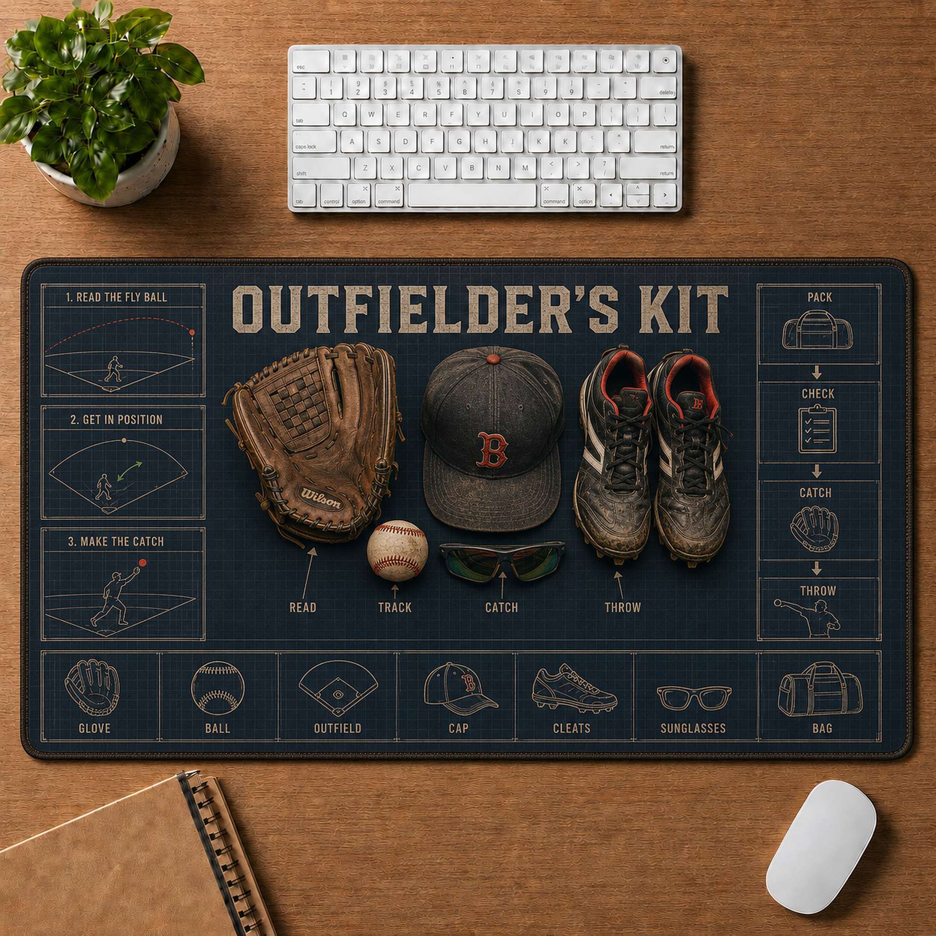 Outfielder's Kit Blueprint Desk Mat | 5To9Vibe