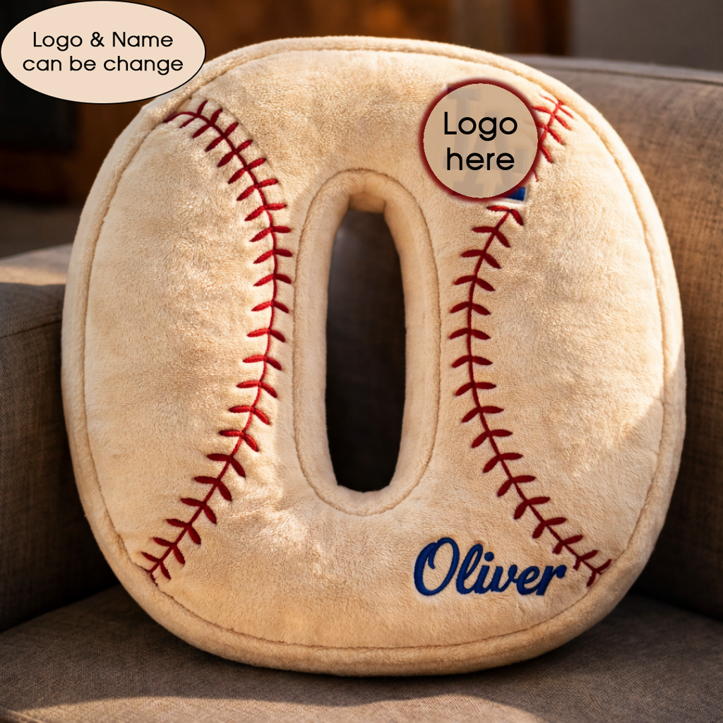 Baseball Pillow Custom Name & Logo Gift For Kids, Friends, Family Irregular-Shaped Pillow Custom-Shaped Pillow-5TO9VIBE