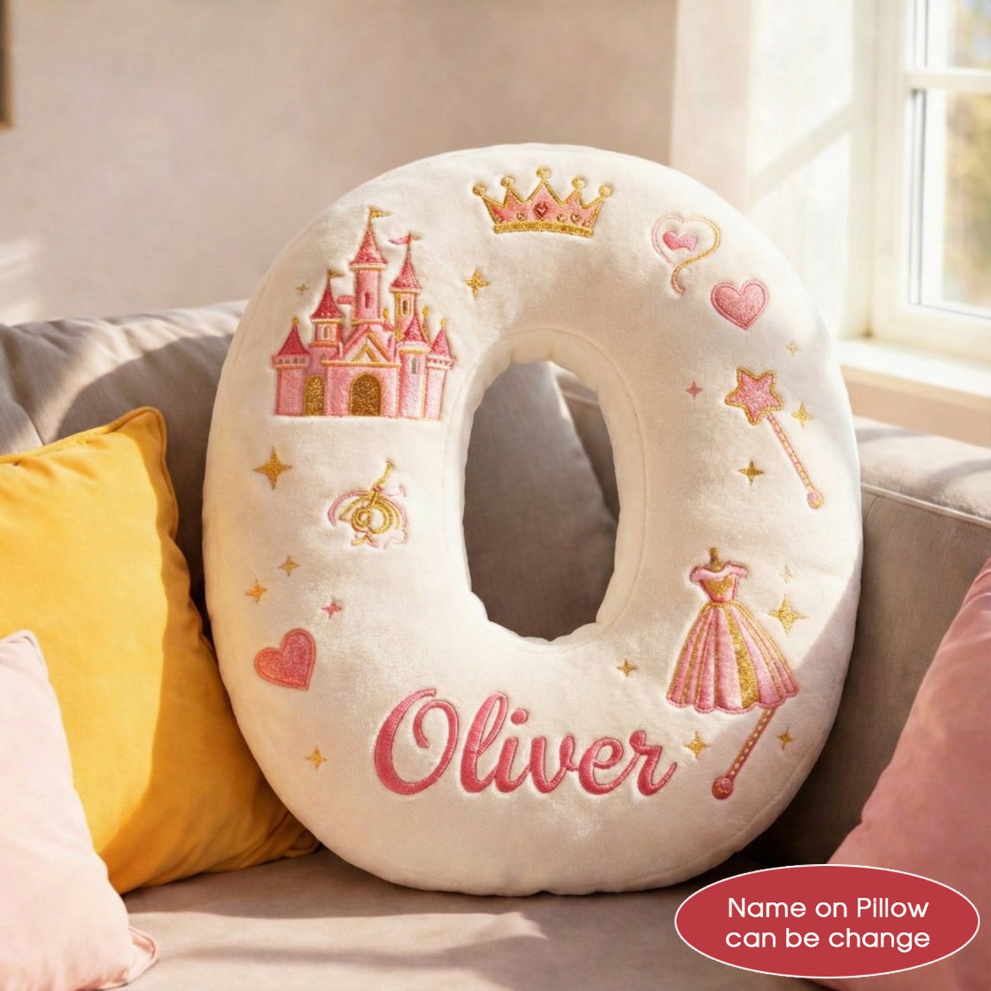 Dino and Princess Pillow Custom Name Gift  For Girls, Boys Irregular-Shaped Pillow Custom