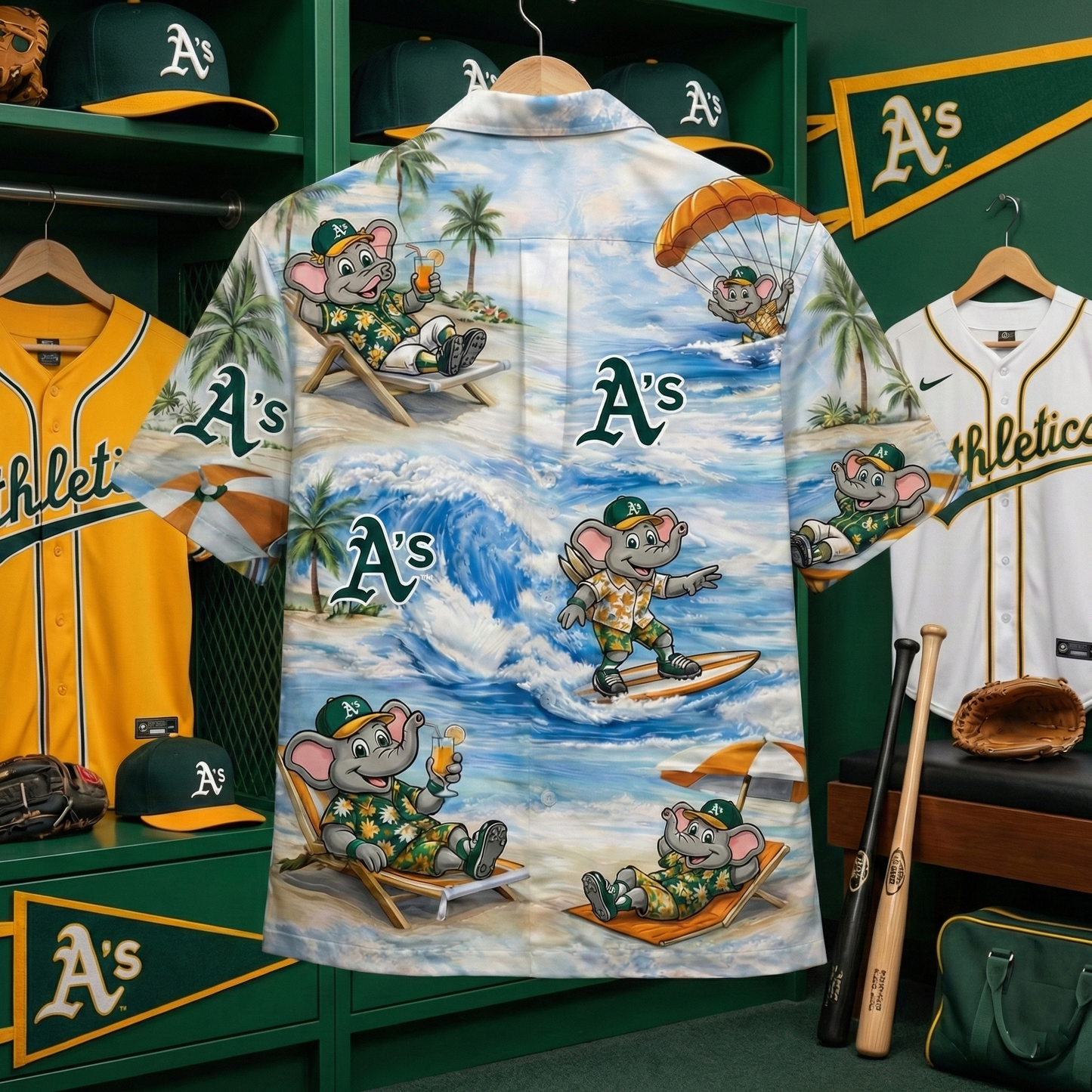 OA Baseball Mascot Beach Viber Button-Up Unisex Hawaiian Shirt For Men & Women
