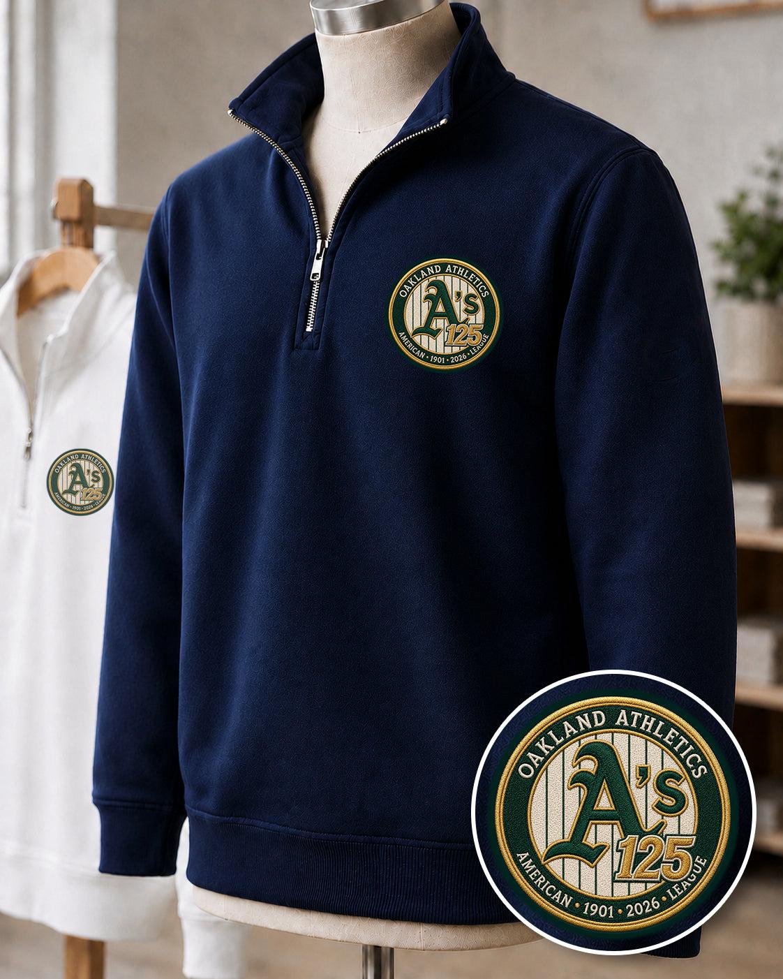 All Baseball Teams Embroidered Logo Anniversary  Premium Quarter Zip Sweatshirt, Inspired Quarter Zip Sweater, Unisex Baseball Sweatshirt