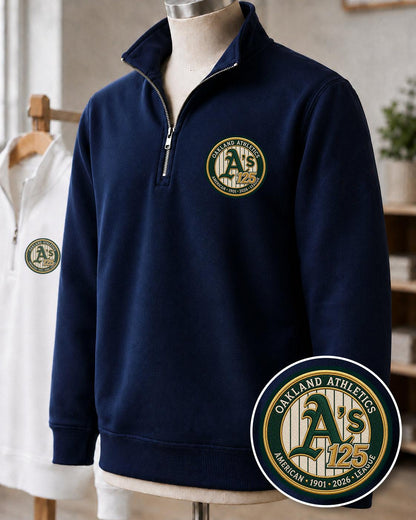 All Baseball Teams Embroidered Logo Anniversary  Premium Quarter Zip Sweatshirt, Inspired Quarter Zip Sweater, Unisex Baseball Sweatshirt