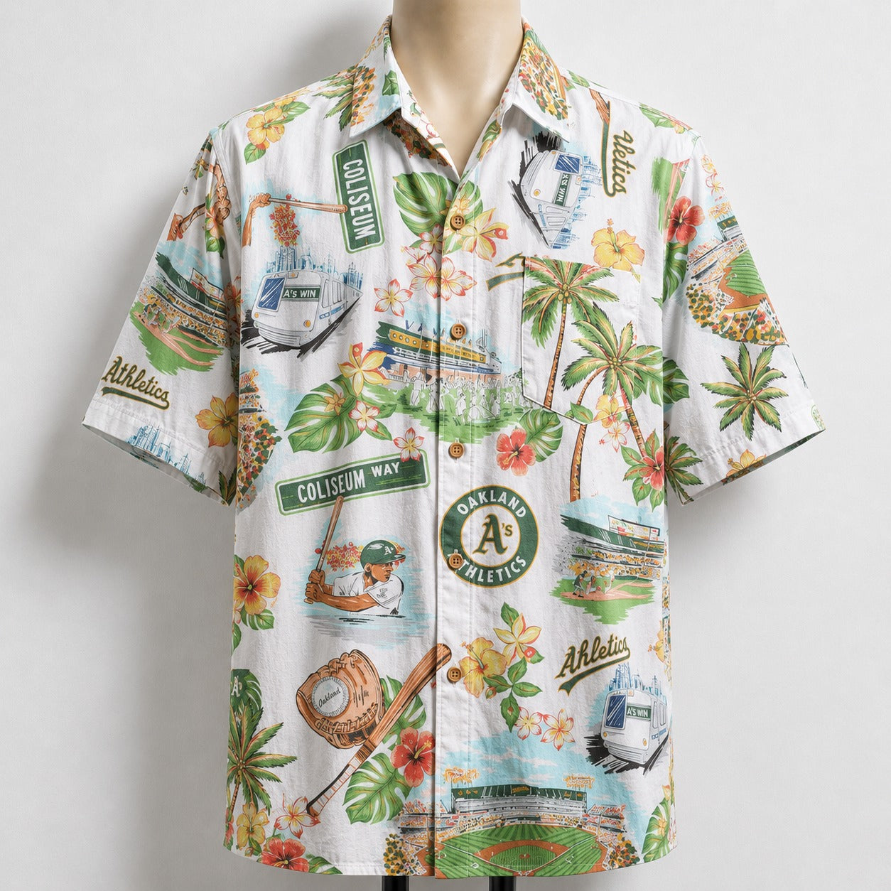 CC Baseball Teams Scenic Pattern Button-Up Unisex Hawaiian Shirt For Men and Women