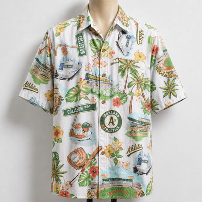 CC Baseball Teams Scenic Pattern Button-Up Unisex Hawaiian Shirt For Men and Women