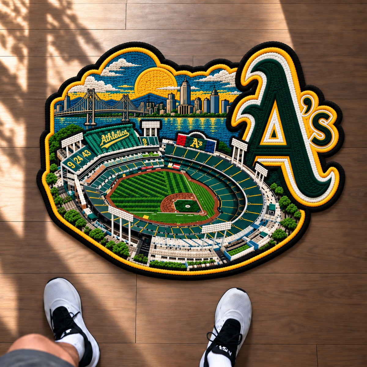 All Baseball Teams Logo Stadium Area Baseball Fan Custom Shape Rug Print Premium Welcome Mat Washable Black Border Personalized Baseball Custom Shape Rug