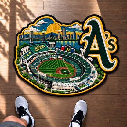 All Baseball Teams Logo Stadium Area Baseball Fan Custom Shape Rug Print Premium Welcome Mat Washable Black Border Personalized Baseball Custom Shape Rug
