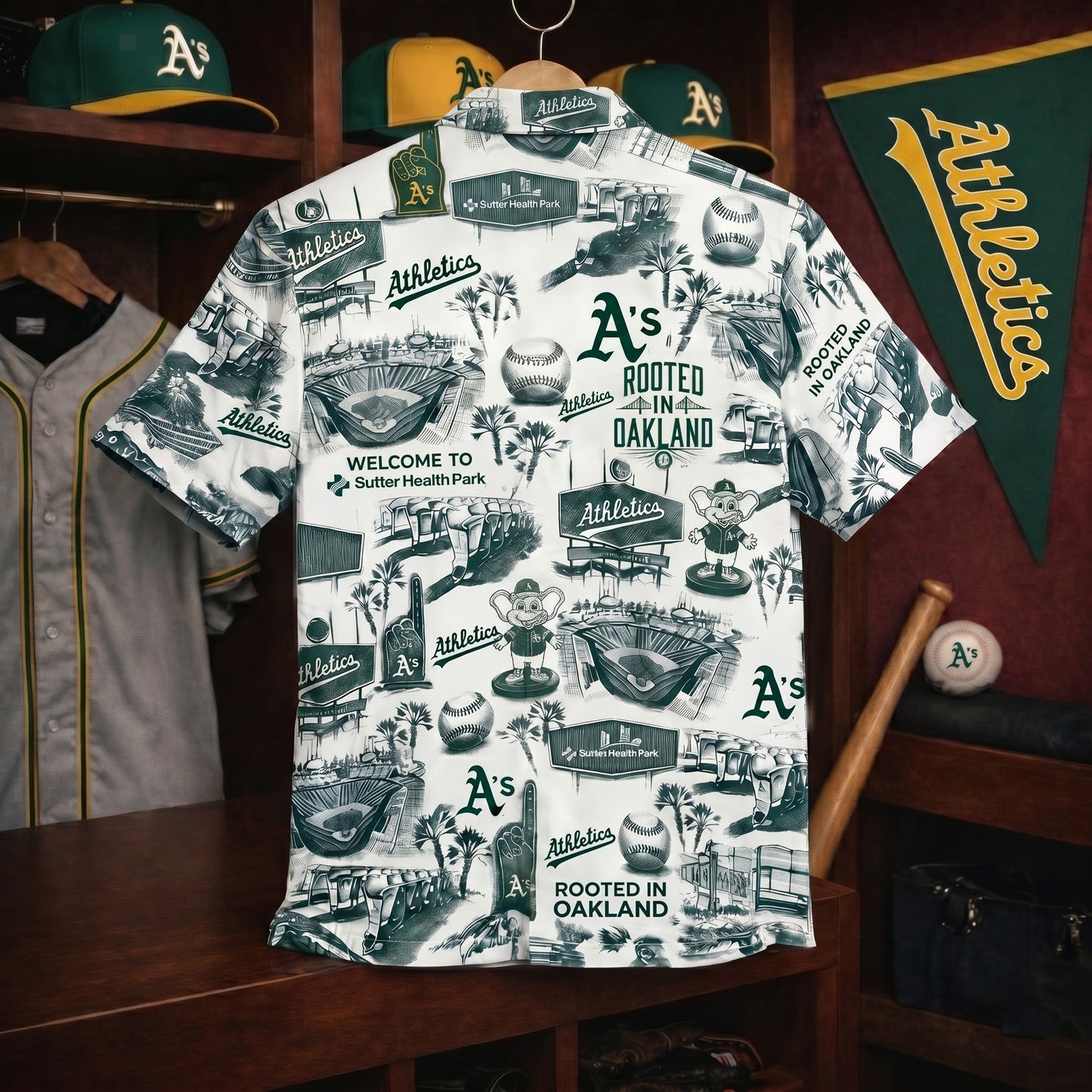 OA Baseball Stadium Slogan Legacy Edition Vintage Unisex Button-Up Hawaiian Shirt
