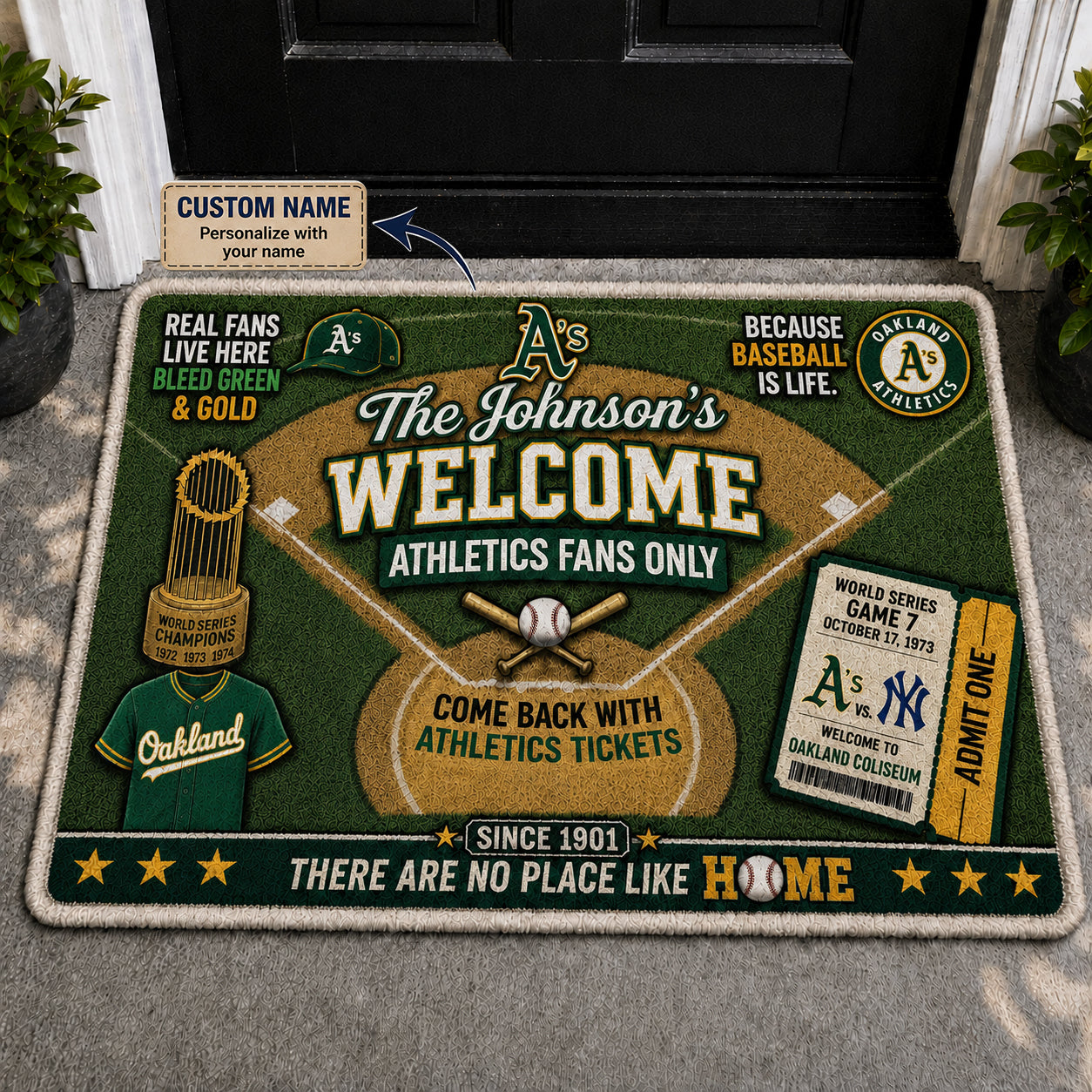 Alfombra personalizada de bienvenida premium de equipo de la MLB – Felpudo de béisbol personalizado