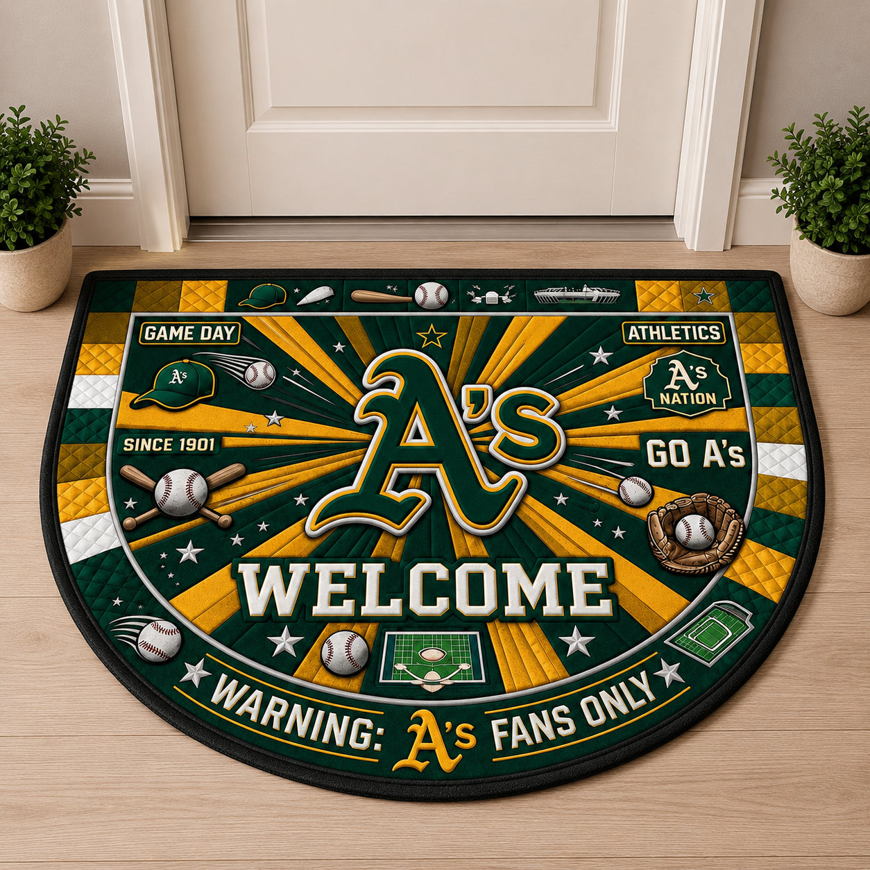 Alfombra personalizada de bienvenida premium de equipo de la MLB – Felpudo de béisbol personalizado