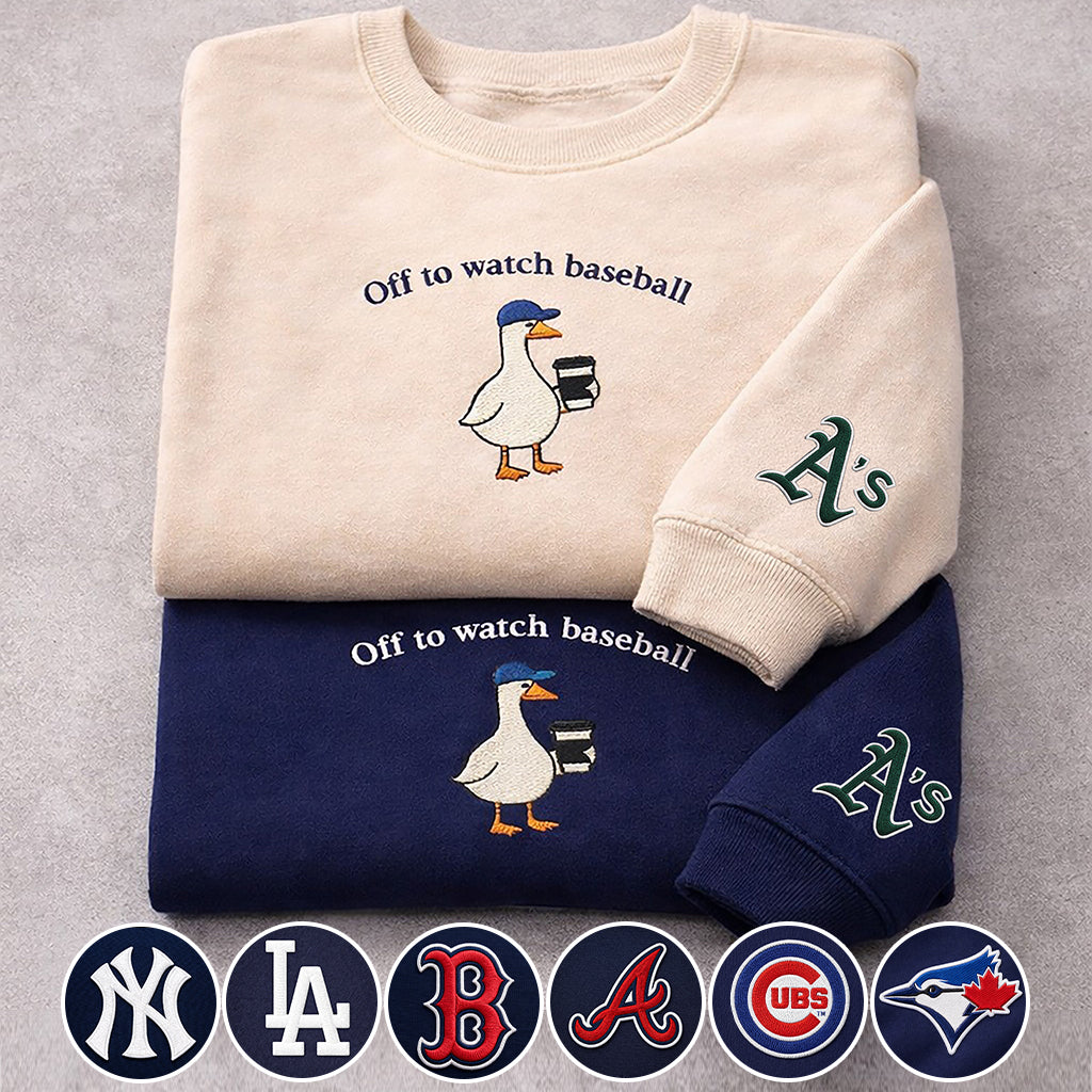 Off to watch Baseball Embroidered Logo Premium Quarter Zip Sweatshirt, Unisex Football Sweatshirt
