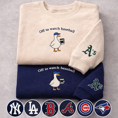 Off to watch Baseball Embroidered Logo Premium Quarter Zip Sweatshirt, Unisex Football Sweatshirt