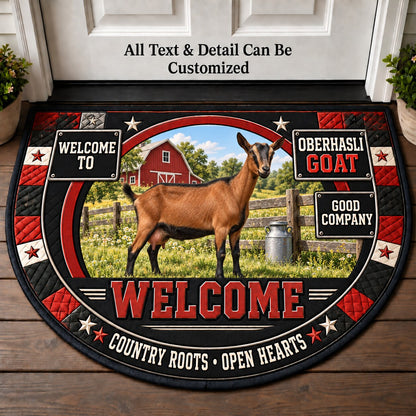 Oberhasli Goat Personalized Half Round Mat | 5To9Vibe