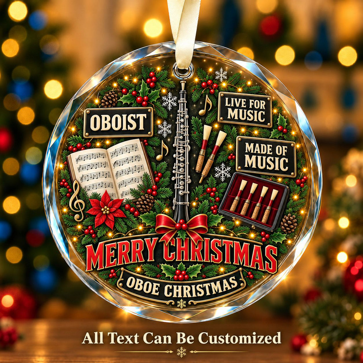 Oboist Personalized Glass Ornament | 5To9Vibe